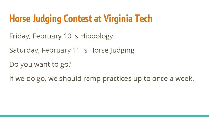 Horse Judging Contest at Virginia Tech Friday, February 10 is Hippology Saturday, February 11
