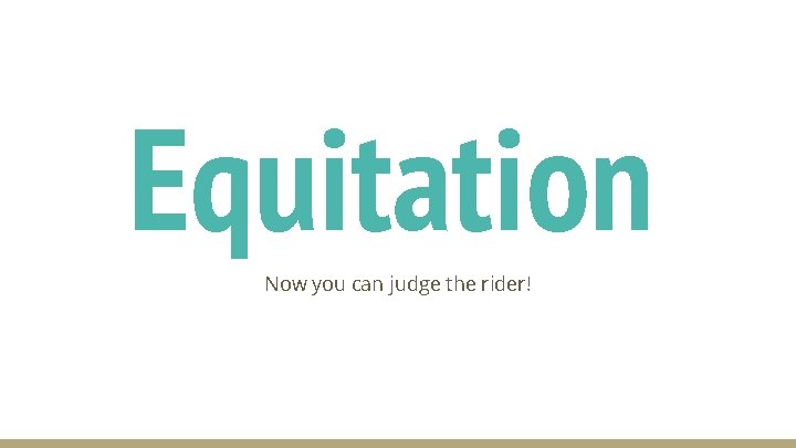 Equitation Now you can judge the rider! 