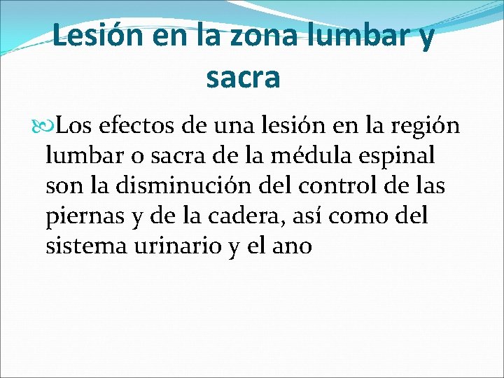 Lesión en la zona lumbar y sacra Los efectos de una lesión en la