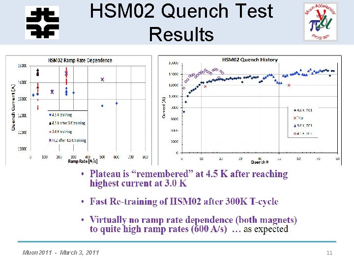 HSM 02 Quench Test HCC - Helical Solenoid Development Results Muon 2011 - March