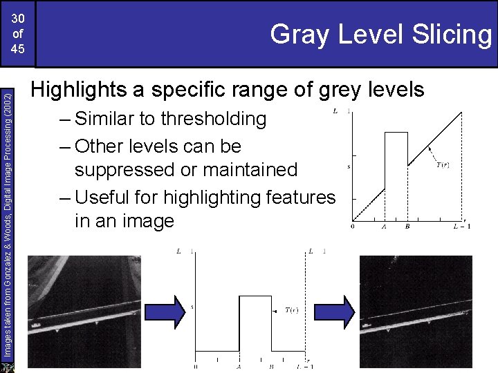 Images taken from Gonzalez & Woods, Digital Image Processing (2002) 30 of 45 Gray