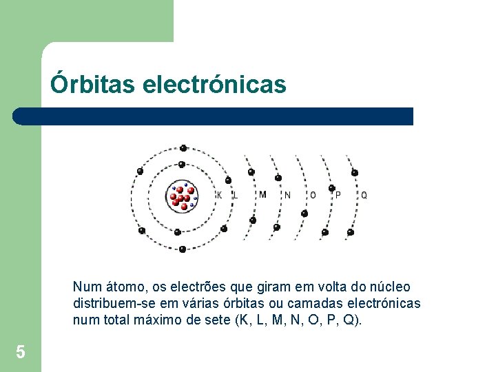 Órbitas electrónicas Num átomo, os electrões que giram em volta do núcleo distribuem-se em Órbitas electrónicas Num átomo, os electrões que giram em volta do núcleo distribuem-se em