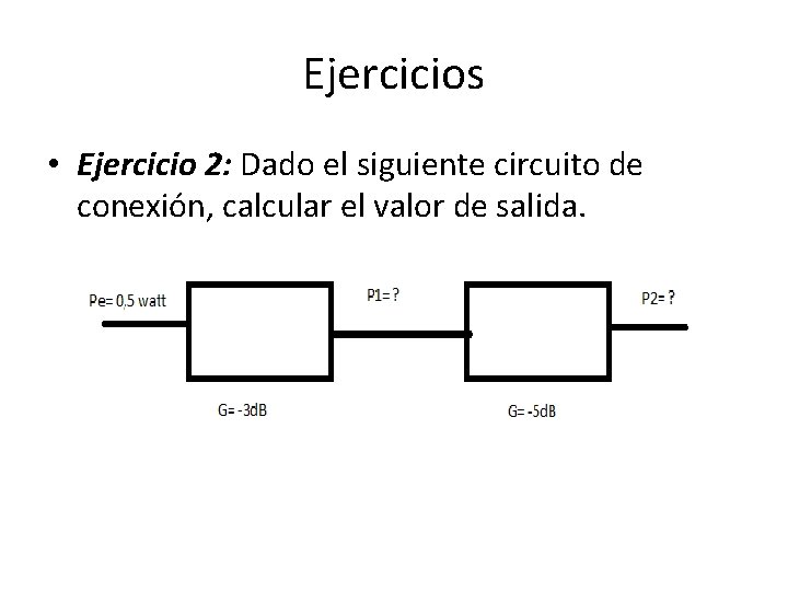 Ejercicios • Ejercicio 2: Dado el siguiente circuito de conexión, calcular el valor de