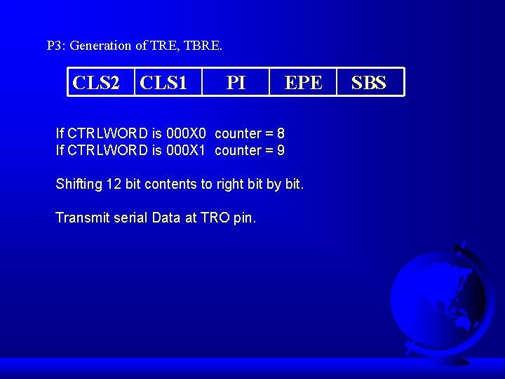P 3: Generation of TRE, TBRE. CLS 2 CLS 1 PI EPE If CTRLWORD