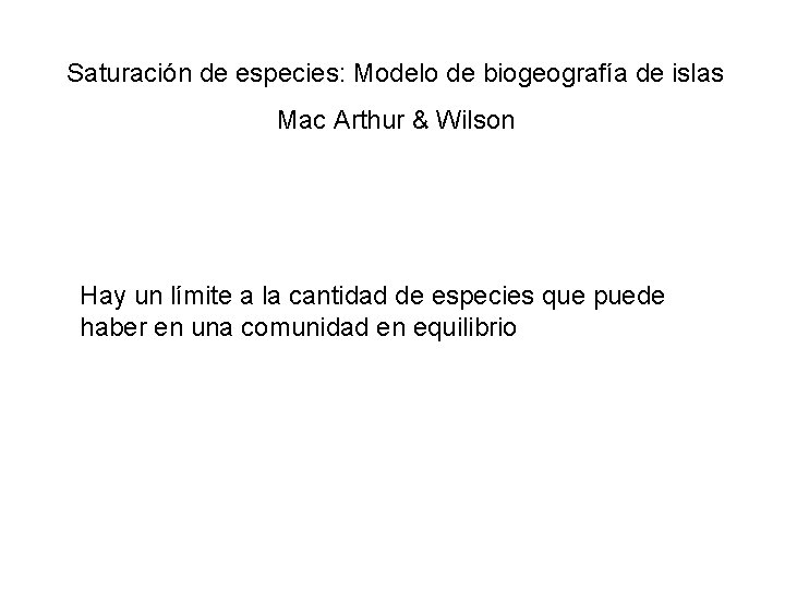 Saturación de especies: Modelo de biogeografía de islas Mac Arthur & Wilson Hay un