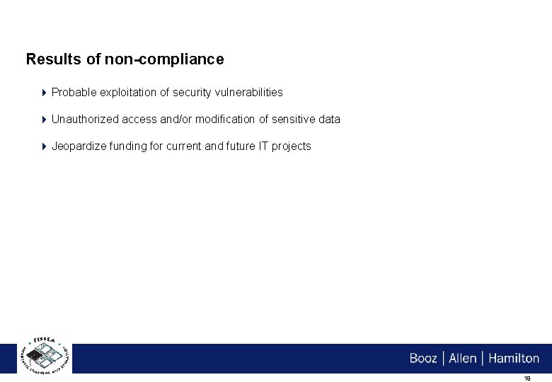 Results of non-compliance 4 Probable exploitation of security vulnerabilities 4 Unauthorized access and/or modification