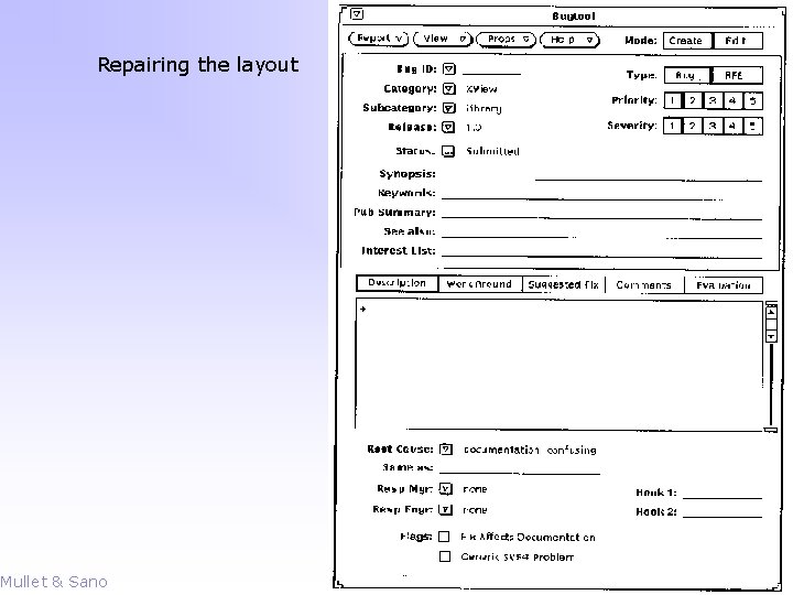 Repairing the layout Mullet & Sano 