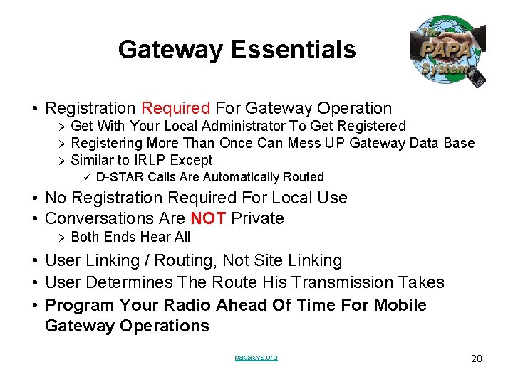 Gateway Essentials • Registration Required For Gateway Operation Get With Your Local Administrator To Gateway Essentials • Registration Required For Gateway Operation Get With Your Local Administrator To
