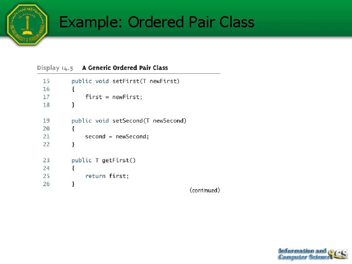 Example: Ordered Pair Class 