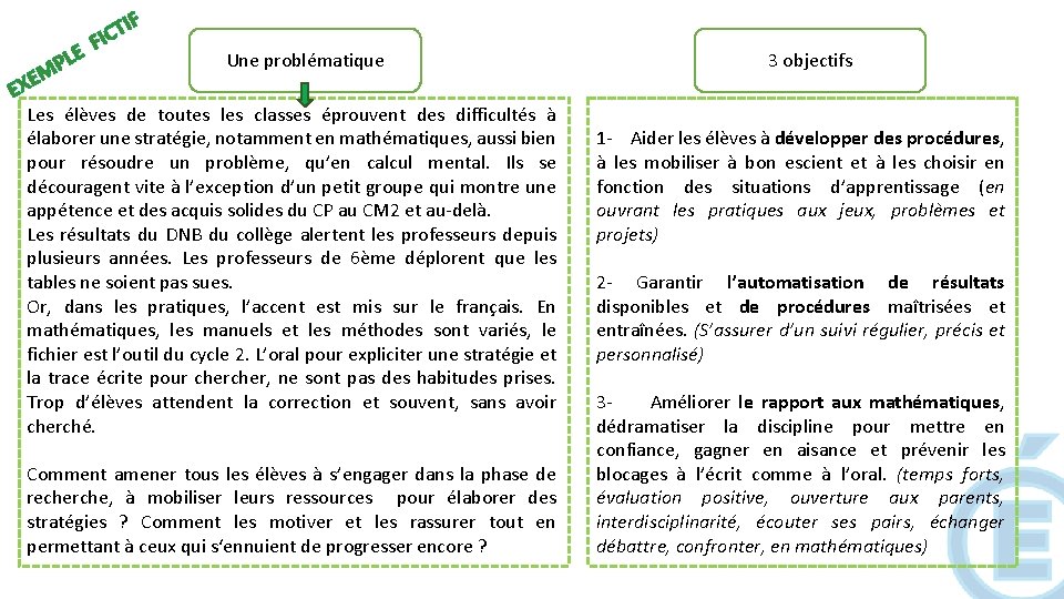 LE P EM X E IF T C FI Une problématique Les élèves de LE P EM X E IF T C FI Une problématique Les élèves de