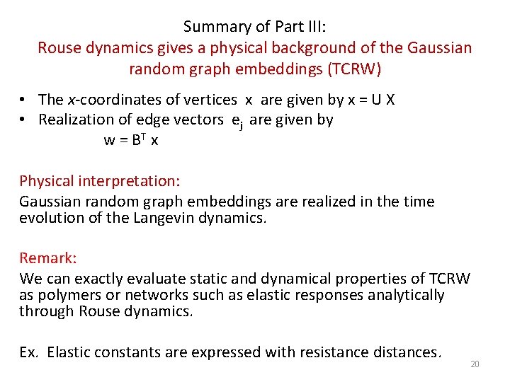 Summary of Part III: Rouse dynamics gives a physical background of the Gaussian random