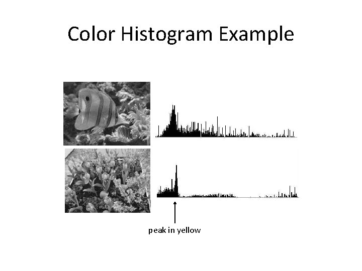Color Histogram Example peak in yellow 