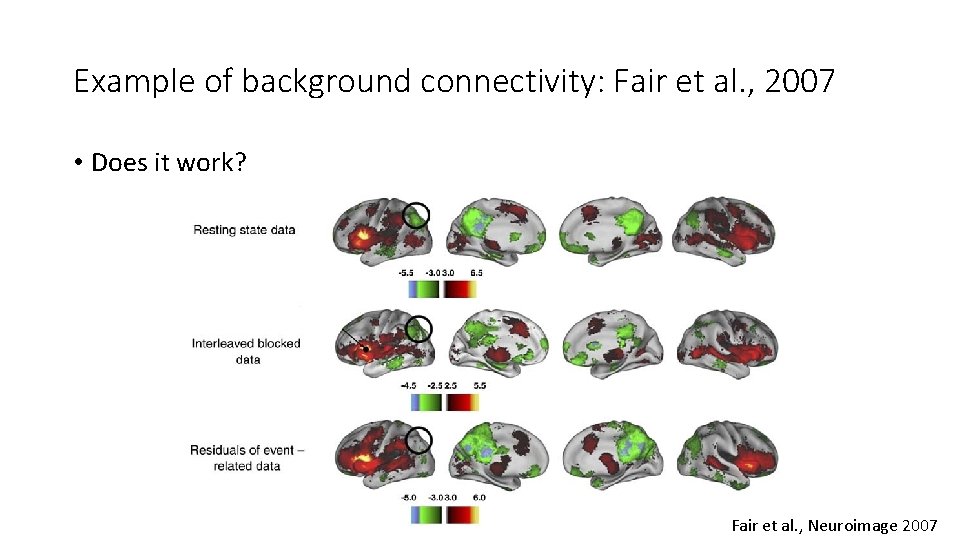 Example of background connectivity: Fair et al. , 2007 • Does it work? Fair