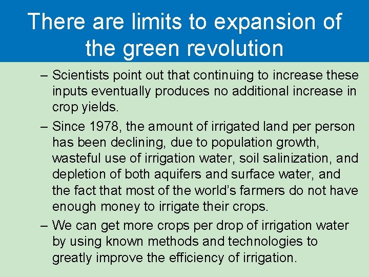 There are limits to expansion of the green revolution – Scientists point out that