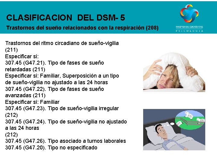 CLASIFICACION DEL DSM- 5 Trastornos del sueño relacionados con la respiración (208) Trastornos del