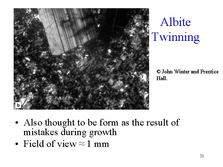 Albite Twinning © John Winter and Prentice Hall. • Also thought to be form