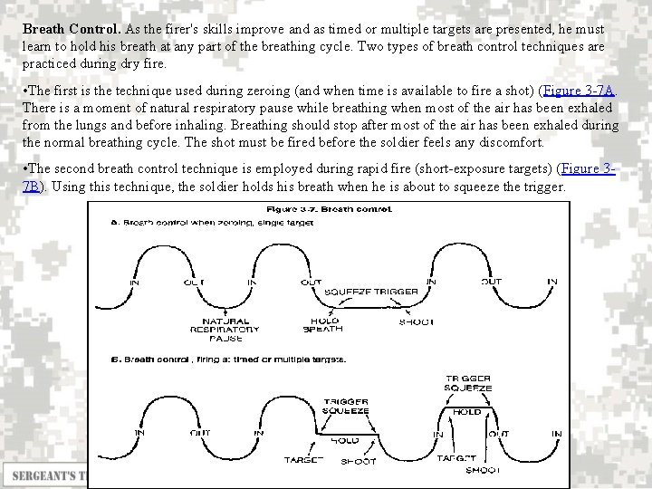 Breath Control. As the firer's skills improve and as timed or multiple targets are