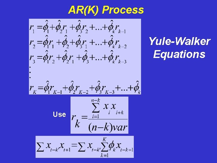 AR(K) Process Yule-Walker Equations Use 