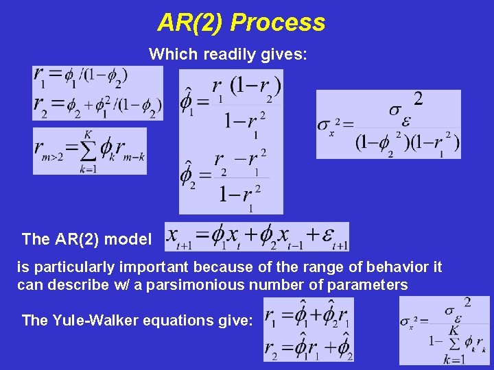 AR(2) Process Which readily gives: The AR(2) model is particularly important because of the