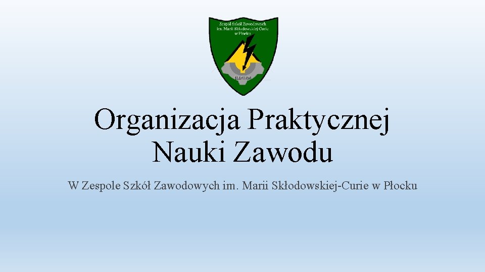 Organizacja Praktycznej Nauki Zawodu W Zespole Szkół Zawodowych im. Marii Skłodowskiej-Curie w Płocku 