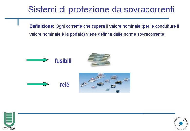 Sistemi di protezione da sovracorrenti Definizione: Ogni corrente che supera il valore nominale (per