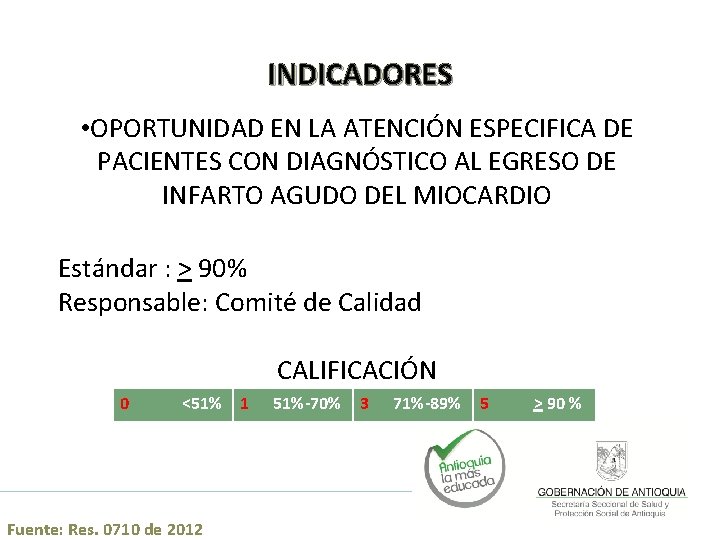 INDICADORES • OPORTUNIDAD EN LA ATENCIÓN ESPECIFICA DE PACIENTES CON DIAGNÓSTICO AL EGRESO DE