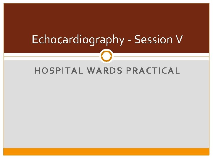 Echocardiography - Session V HOSPITAL WARDS PRACTICAL 