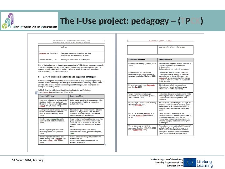 The I-Use project: pedagogy – (TPCK) GI-Forum 2014, Salzburg 
