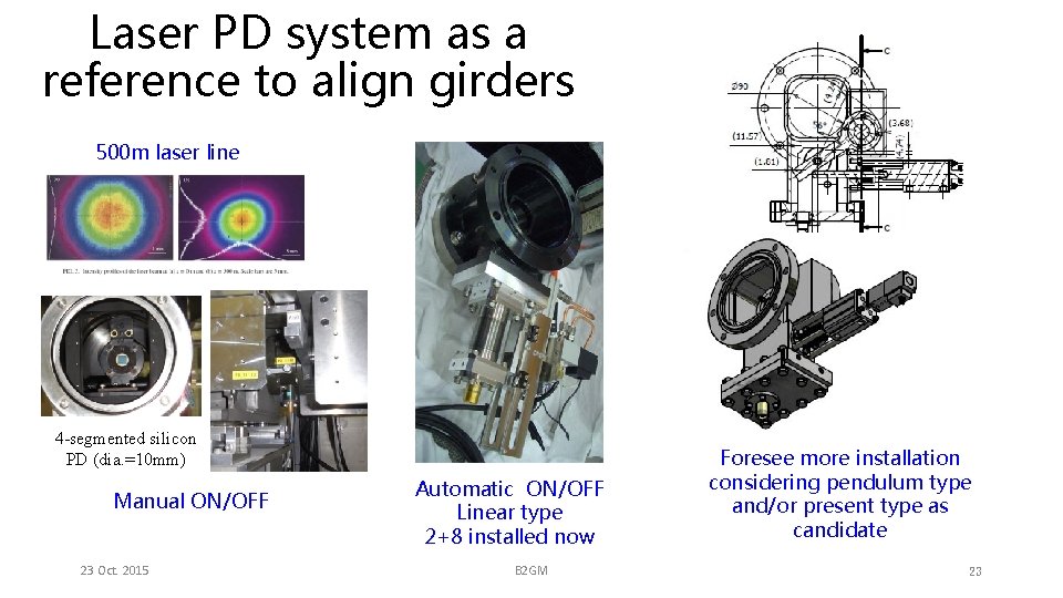 Laser PD system as a reference to align girders 500 m laser line 4