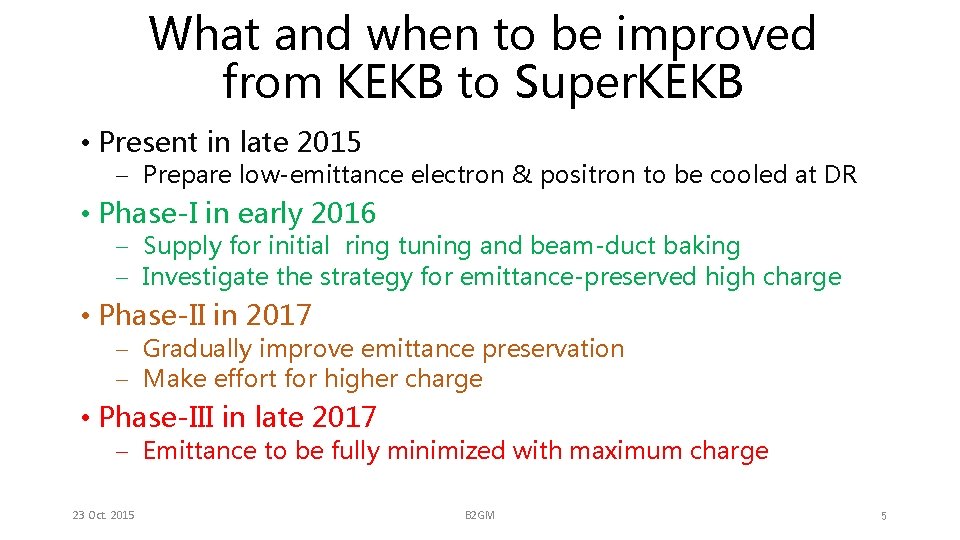 What and when to be improved from KEKB to Super. KEKB • Present in