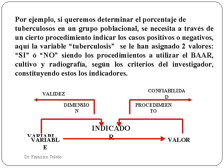 Por ejemplo, si queremos determinar el porcentaje de tuberculosos en un grupo poblacional, se