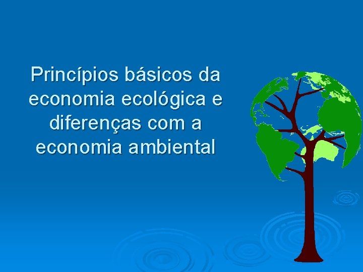 Princípios básicos da economia ecológica e diferenças com a economia ambiental 
