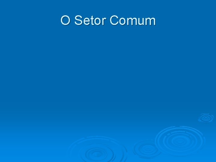 O Setor Comum 