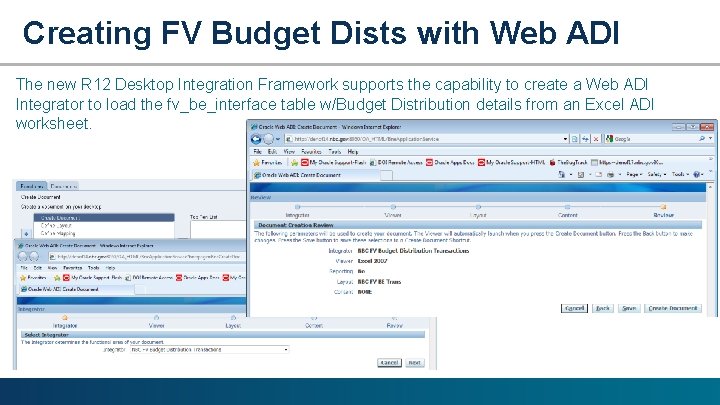 Creating FV Budget Dists with Web ADI The new R 12 Desktop Integration Framework