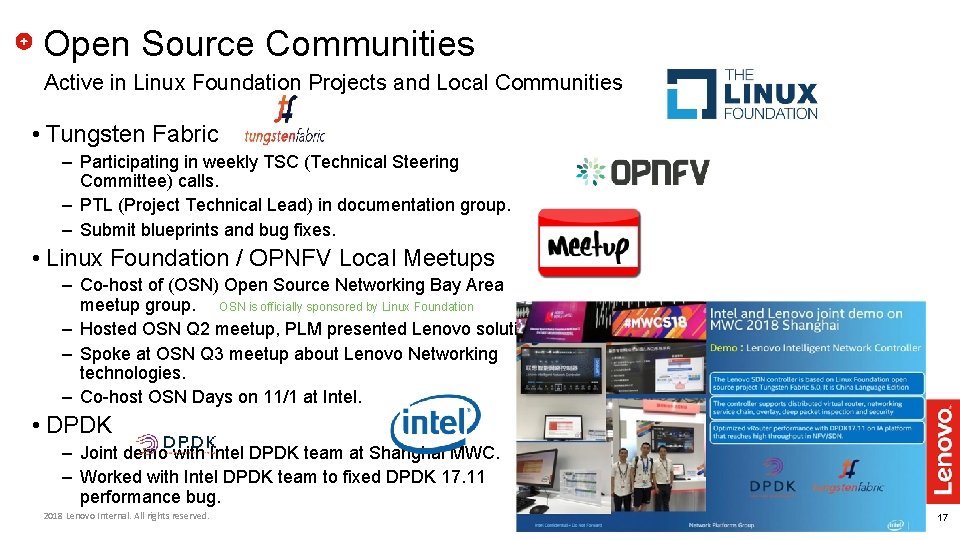 Open Source Communities Active in Linux Foundation Projects and Local Communities • Tungsten Fabric Open Source Communities Active in Linux Foundation Projects and Local Communities • Tungsten Fabric