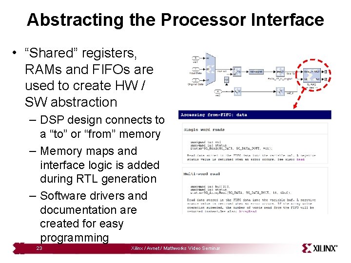 Abstracting the Processor Interface • “Shared” registers, RAMs and FIFOs are used to create