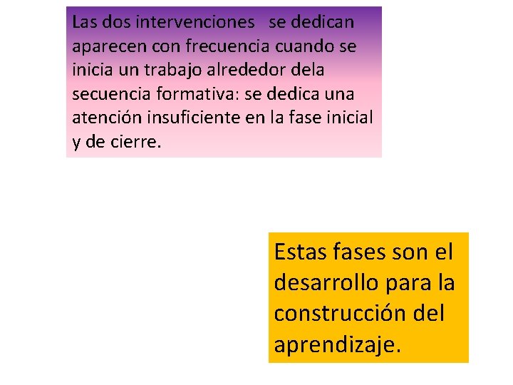 Las dos intervenciones se dedican aparecen con frecuencia cuando se inicia un trabajo alrededor