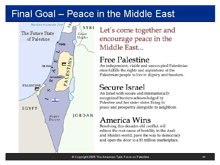 Final Goal – Peace in the Middle East The Future State of Palestine ©