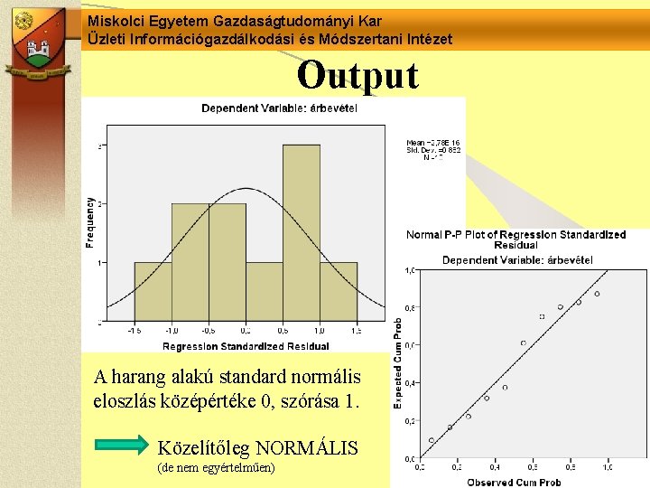 Miskolci Egyetem Gazdaságtudományi Kar Üzleti Információgazdálkodási és Módszertani Intézet Output A harang alakú standard