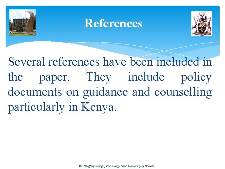 References Several references have been included in the paper. They include policy documents on