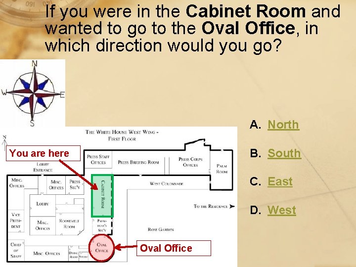 If you were in the Cabinet Room and wanted to go to the Oval