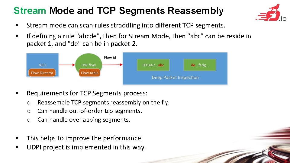 Stream Mode and TCP Segments Reassembly • • Stream mode can scan rules straddling
