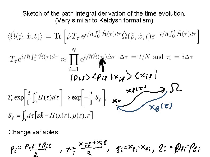 Sketch of the path integral derivation of the time evolution. (Very similar to Keldysh