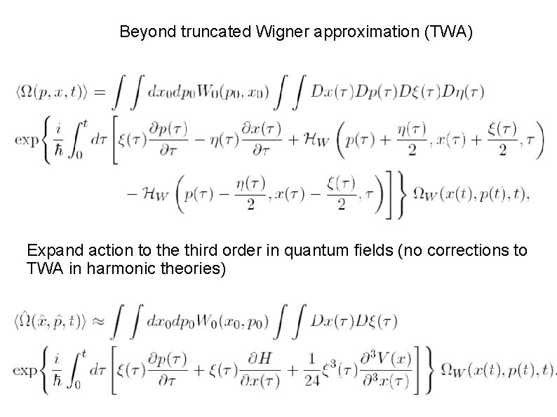 Beyond truncated Wigner approximation (TWA) Expand action to the third order in quantum fields