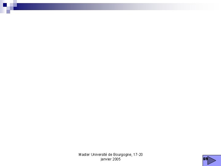 Master Université de Bourgogne, 17 -20 janvier 2005 59 