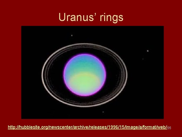 Uranus’ rings http: //hubblesite. org/newscenter/archive/releases/1996/15/image/a/format/web/ 55 Uranus’ rings http: //hubblesite. org/newscenter/archive/releases/1996/15/image/a/format/web/ 55