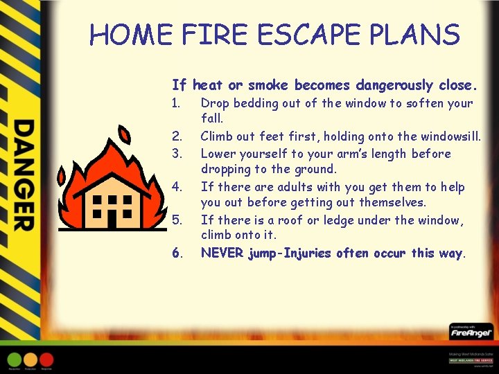 HOME FIRE ESCAPE PLANS If heat or smoke becomes dangerously close. 1. 2. 3.