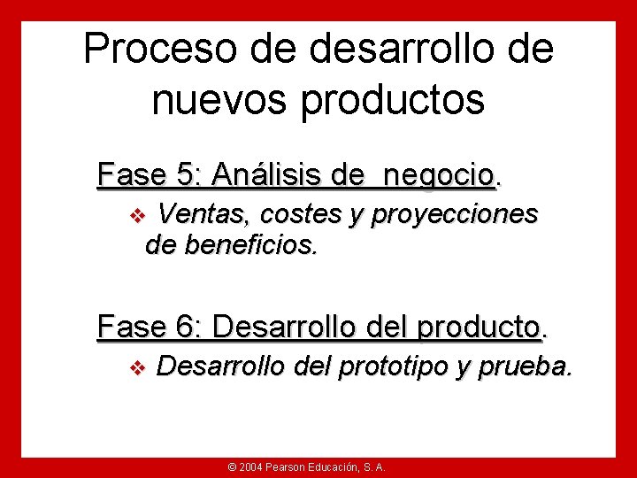 Proceso de desarrollo de nuevos productos Fase 5: Análisis de negocio. Ventas, costes y