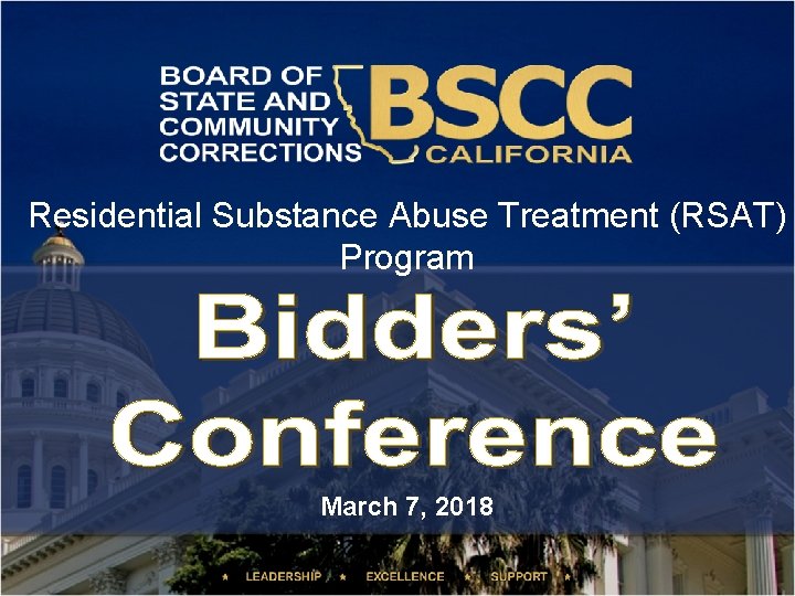 Residential Substance Abuse Treatment (RSAT) Program March 7, 2018 