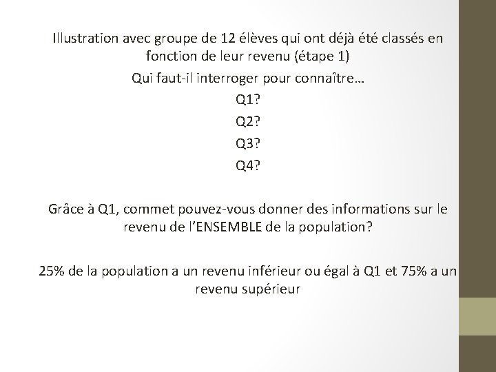 Illustration avec groupe de 12 élèves qui ont déjà été classés en fonction de